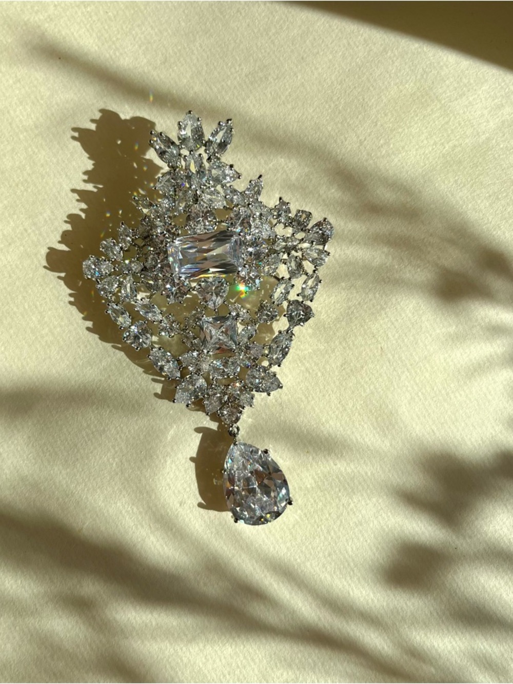 Vintage Style Royal Crystal Brooch - 3" Statement Piece